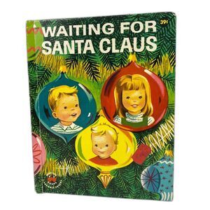VTG 1952 Waiting For Santa Clause Marcia Martin Wonder Books Christmas Book USA